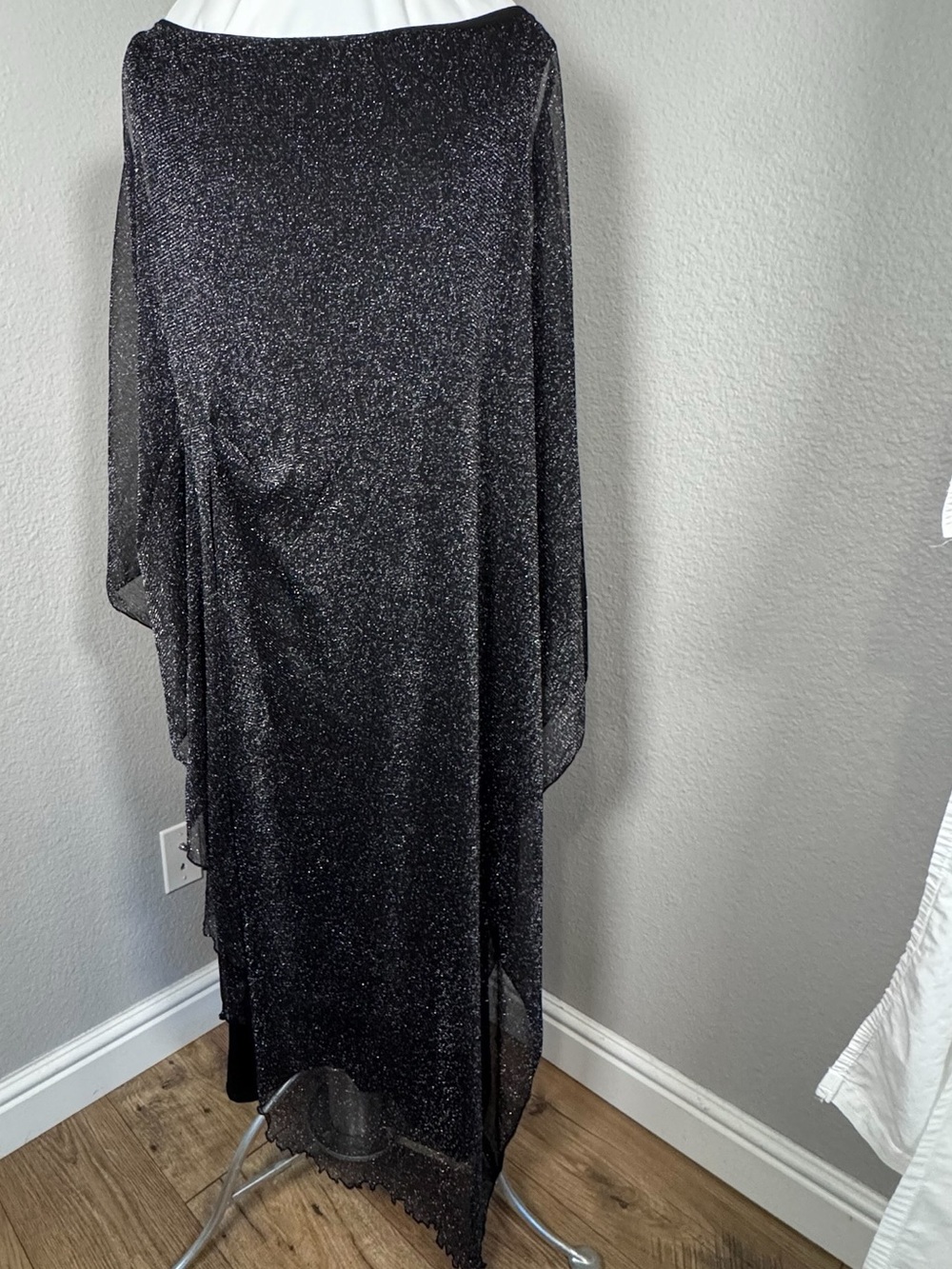 Glitter Sheer Black Maxi Skirt - Evening Sparkle